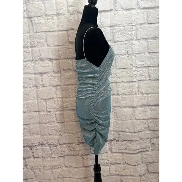 Green Sprakly glitter Bodycon  Party dress Rouched Medium - Picture 5 of 8